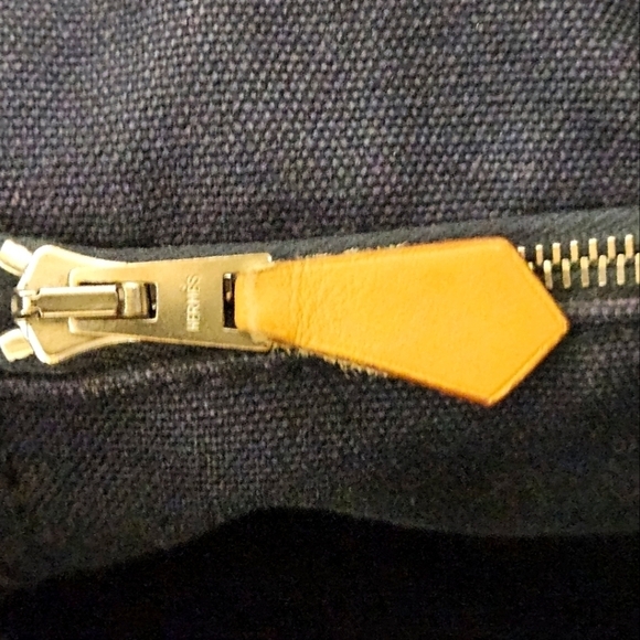 Hermès Fourre Tout GM Canvas and Nylon Tote Bag in Navy and Green Stripe - Picture 11 of 15